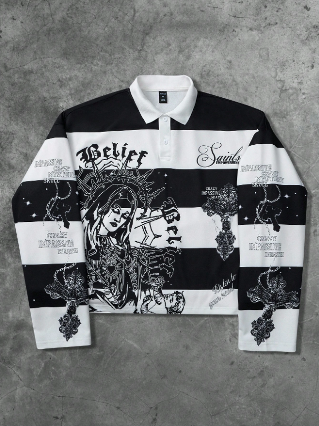 Men’s Retro Graphic Striped Sweatshirt